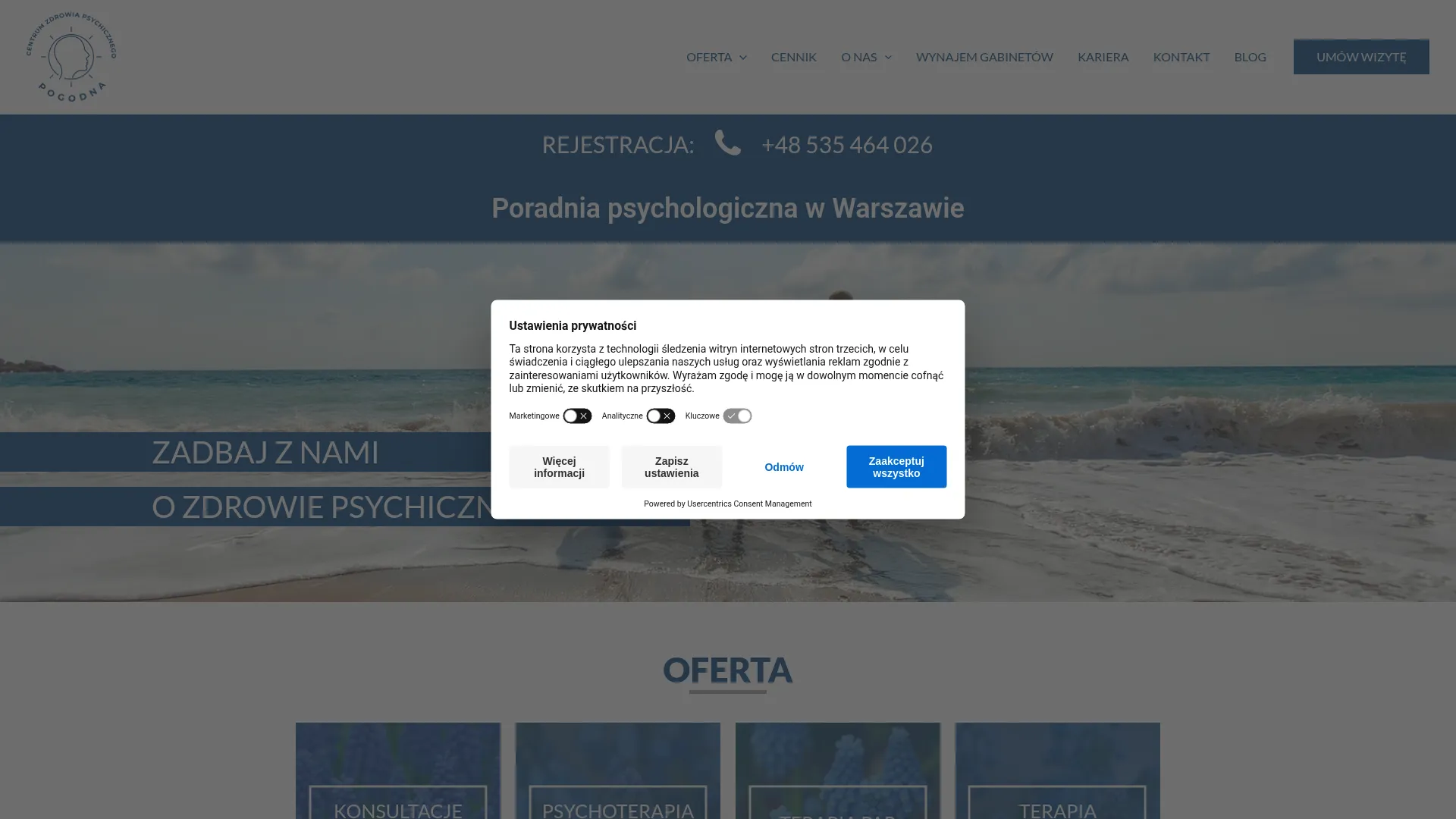 Zrzut ekranu strony Centrum Zdrowia Psychicznego Pogodna